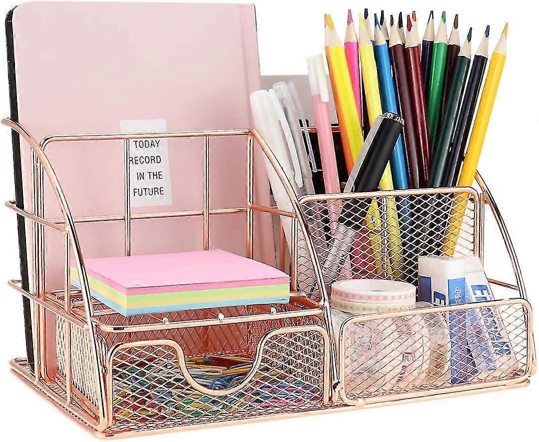 Desk Storage Box With Letter Tray Pen Holder