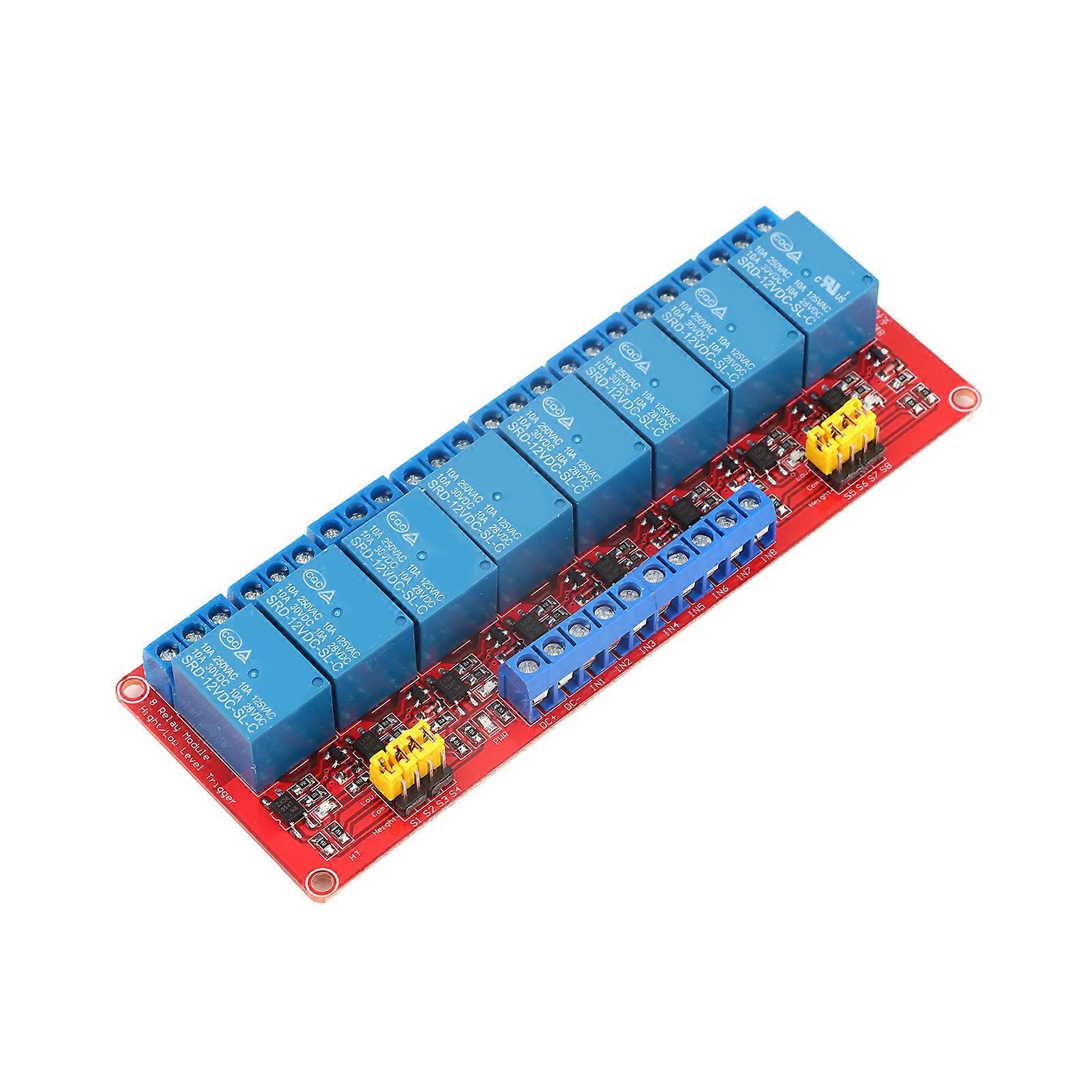 8 Channel Optocoupler Relay Module Board High & Low Trigger 12V