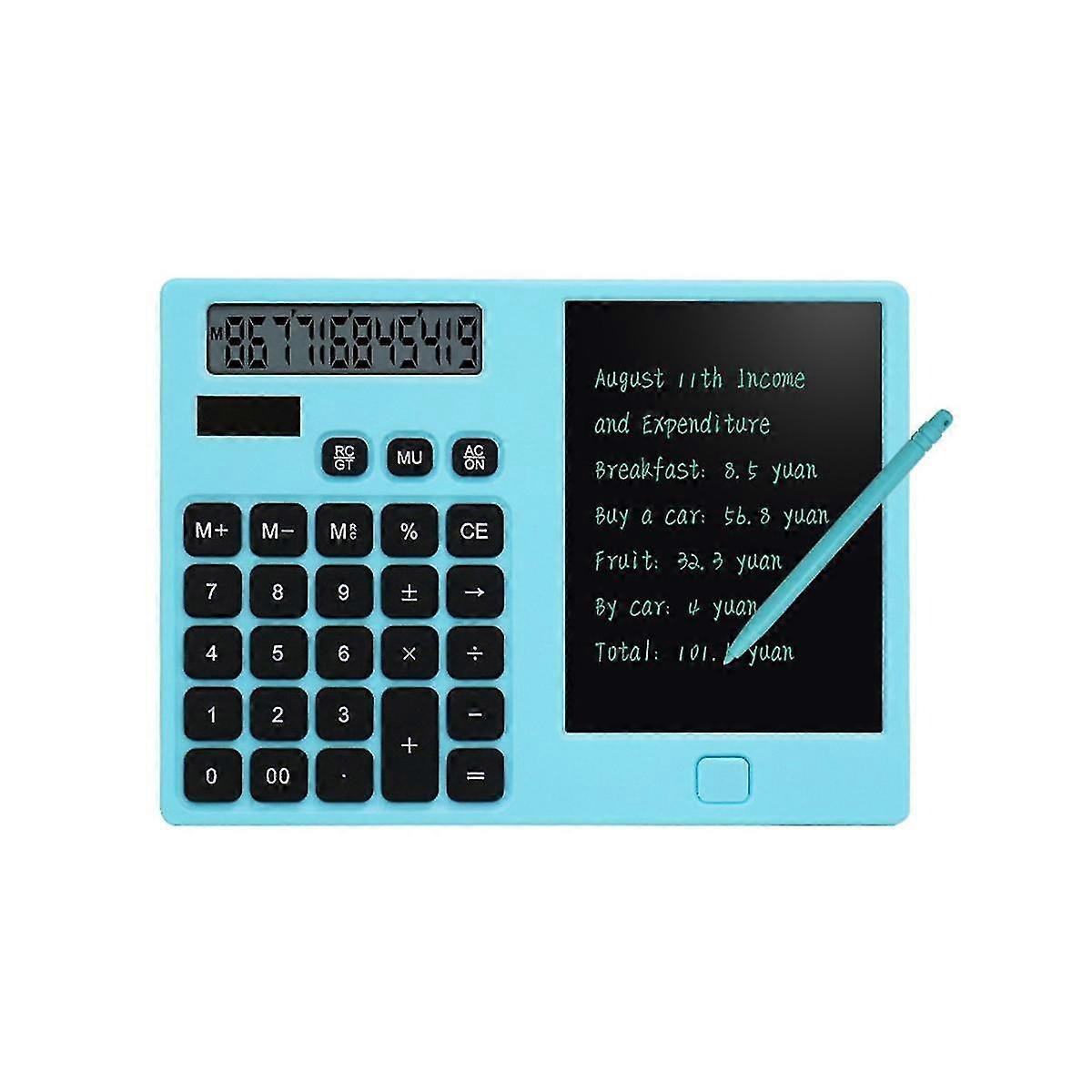 Calculators,12-Digit Display Pocket Desktop Calculator with Erasable Wiriting Pad for Student School Blue