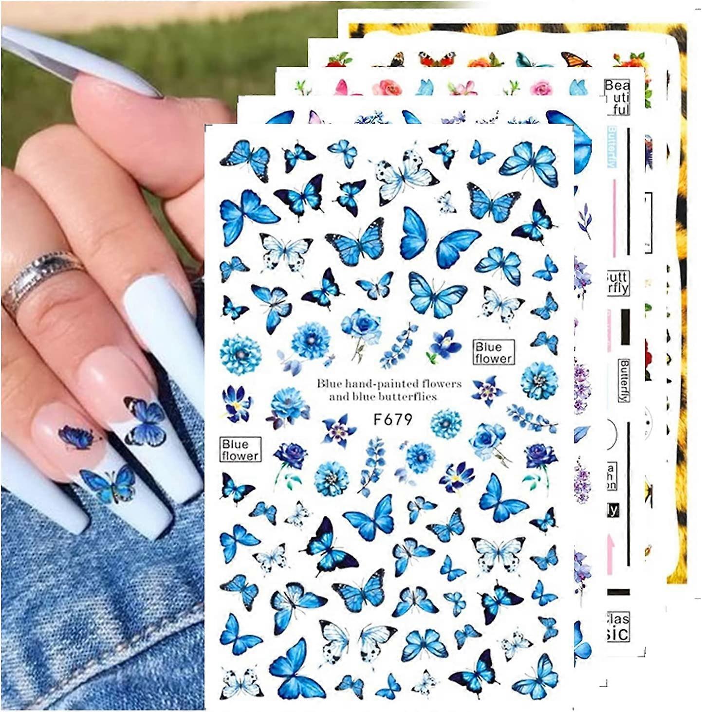 Stickers Autocollants Nail Art - Motifs Papillons Et Cœurs Noirs, Fabriqué En France