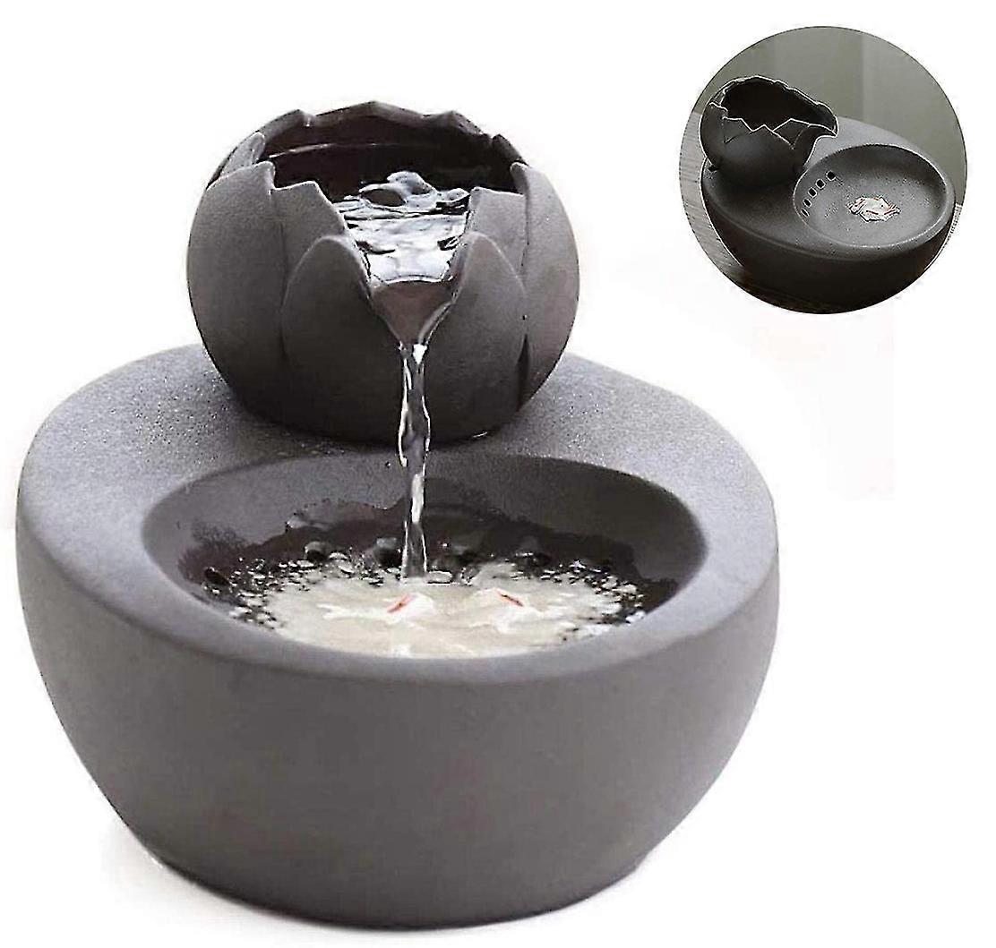 Cat Fountain Ceramic Pet Water Dispenser - Lotus Vertical Cat Drinking Fountain - Automatic Circulation Filter Water Health And Hygiene Bottom With Sm