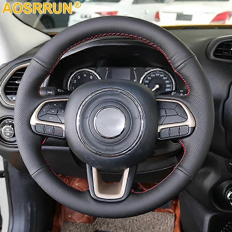 Για το Jeep Renegade 2016, 2017, 2018, 2019 Κάλυμμα τιμονιού αυτοκινήτου Γνήσιο δέρμα Αξεσουάρ αυτοκινήτου