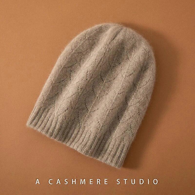 100% כיסויי ראש סריגה קשמיר עיזים 2022 כובעי אישה בחוץ חורף חלולים כובע Beanies אופנתי לנשים גולגולות חמות