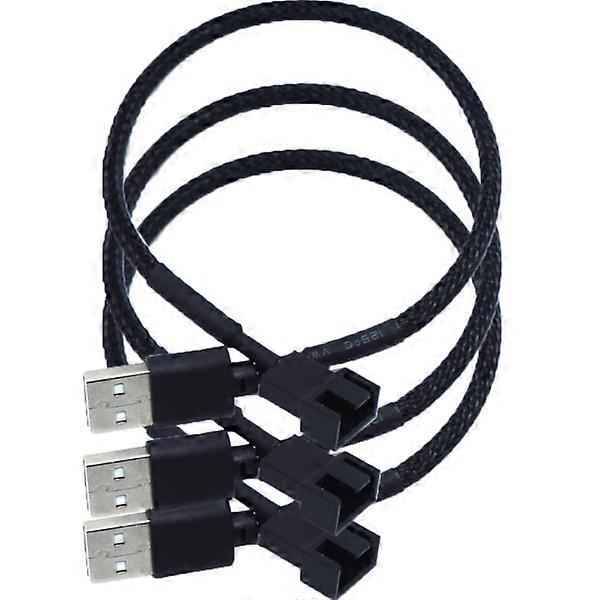 3Pc USB to 4Pin Fan Adapter Cables 4Pin Computer PC Fan Power Cable Connector Adapter Connect (Black)