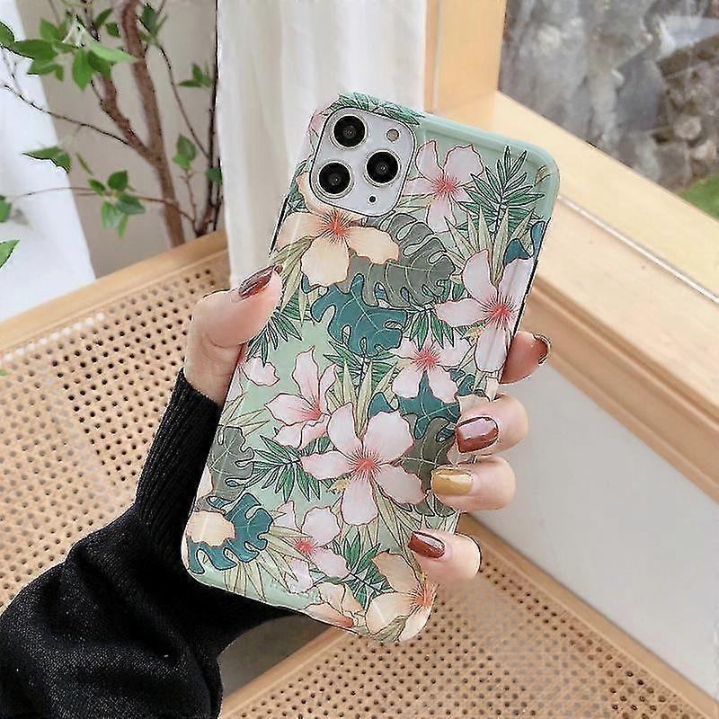 For Iphone 12 Pro Max Imd Retro Flowers Pattern Shockproof Tpu Protective Case(red Flowers)