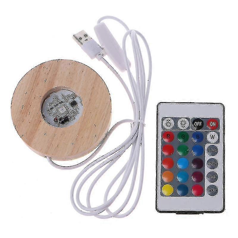 Resin Display Wood Led 12 Colors Rgb Adjustable Light Base With Remote Control