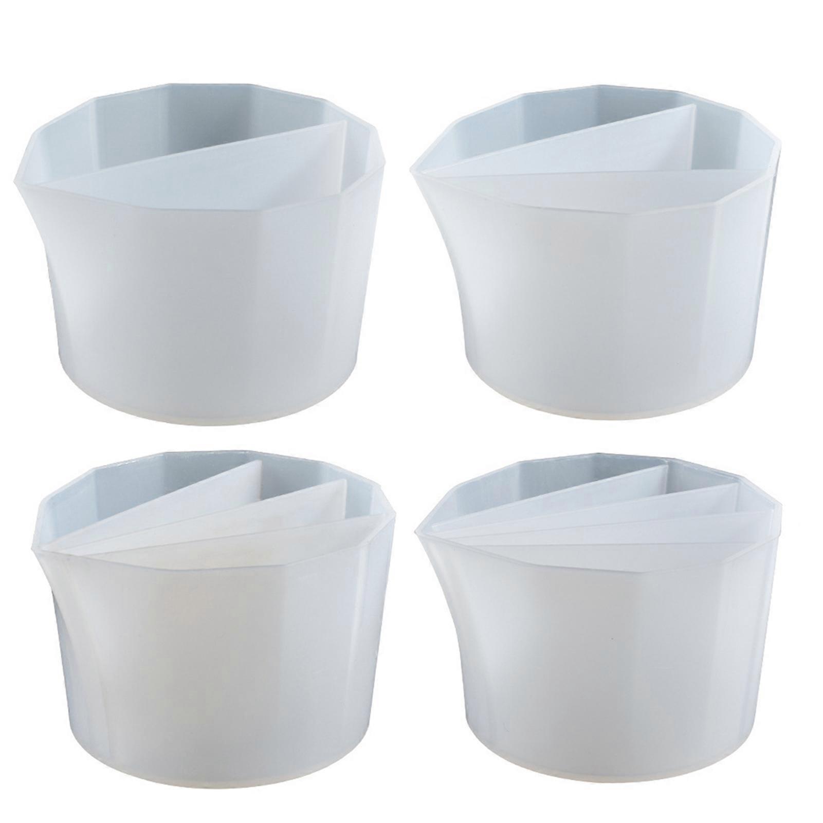 4Pcs Silicone Pour Split Cup Paint Color Mixing Cup Multi-compartment Design Reusable Fluid Art Resin Craft Mixing Cup Jikaix