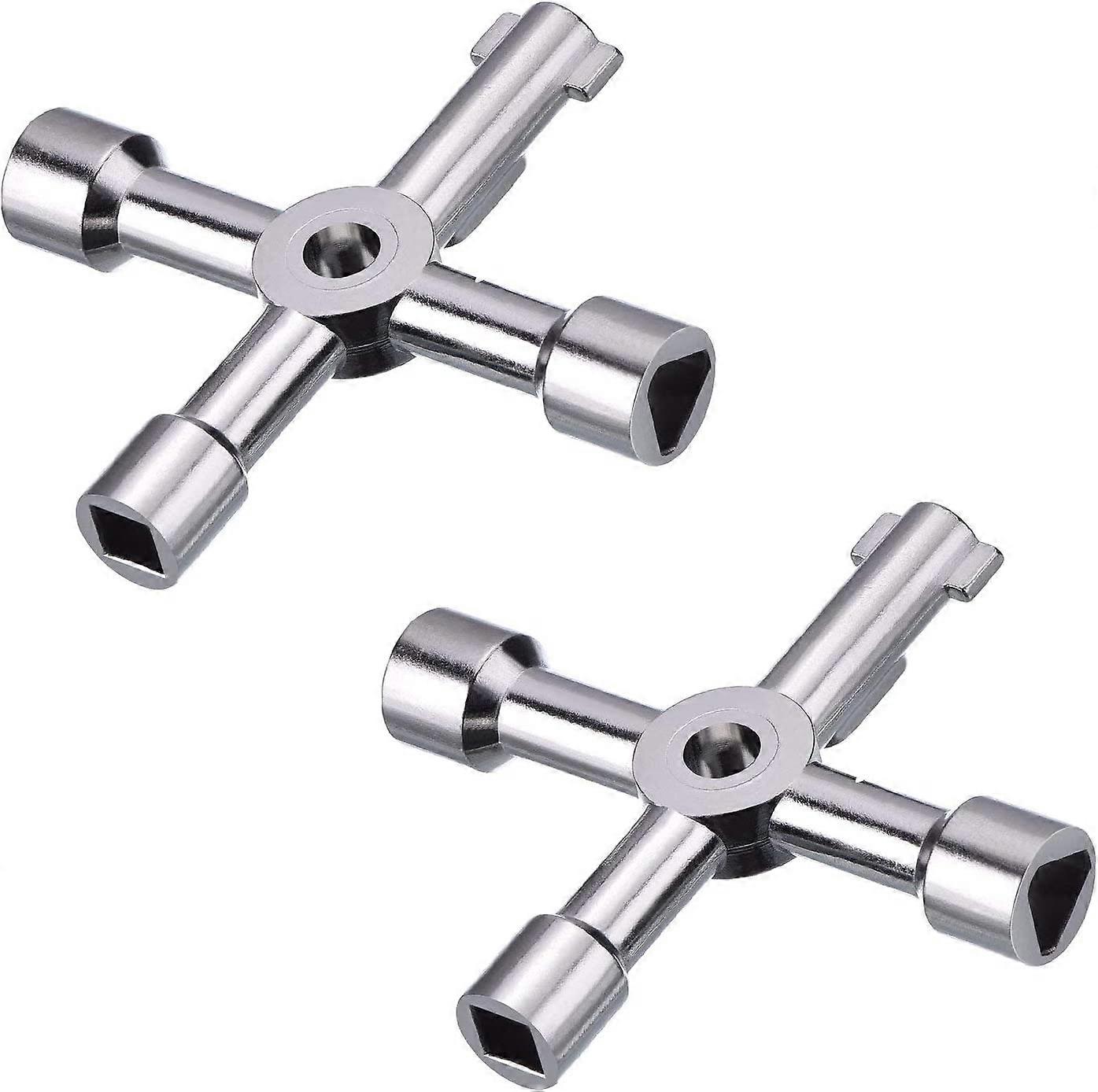 2er-Pack Schaltschrankschlüssel Gaszählerschlüssel Utility 4-Wege-Schlüssel für Mehrfachanwendung (Silber)