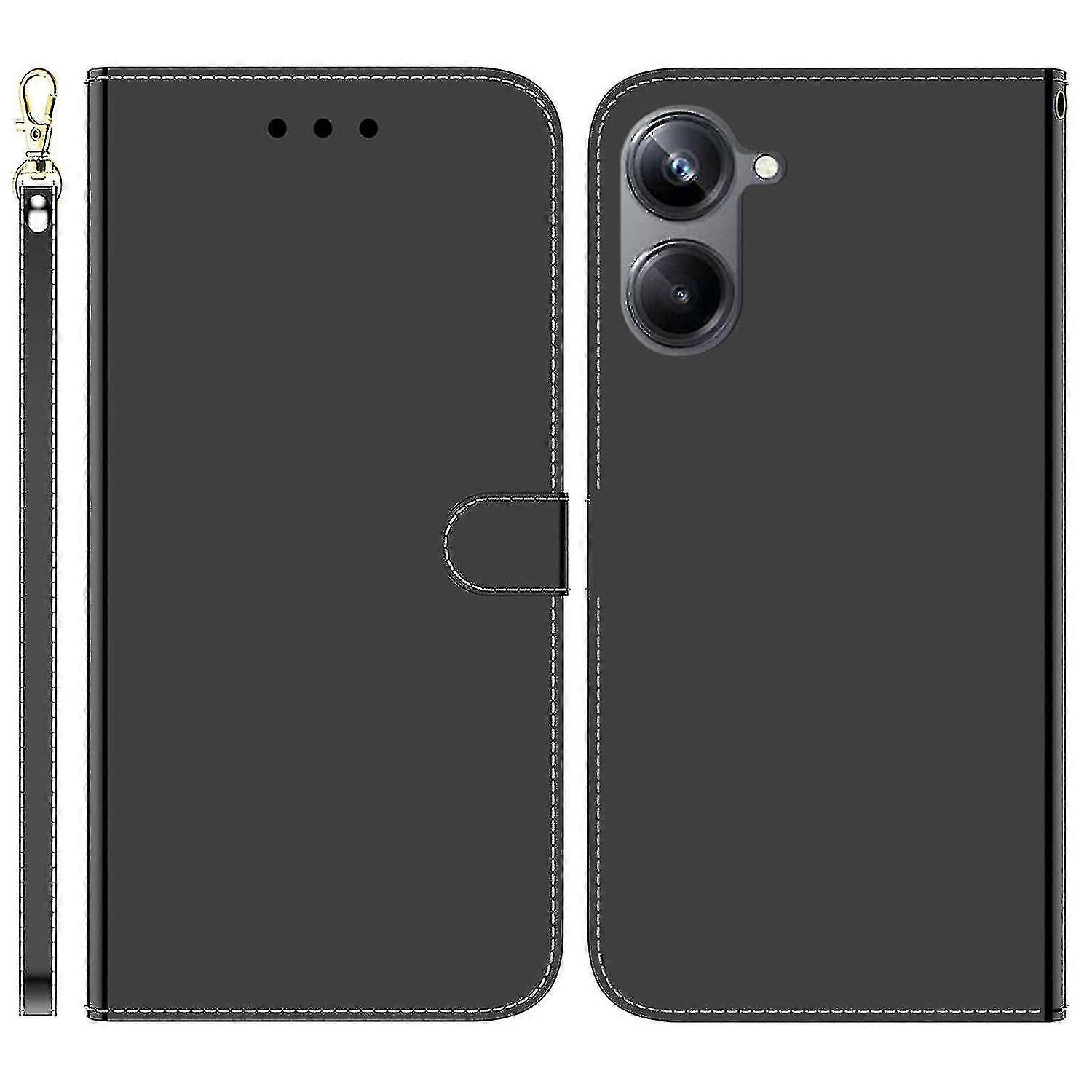 For Realme 10 Pro 5g Mirror-like Surface Pu Leather Case Wallet Stand Tpu Inner Shell Phone Cover