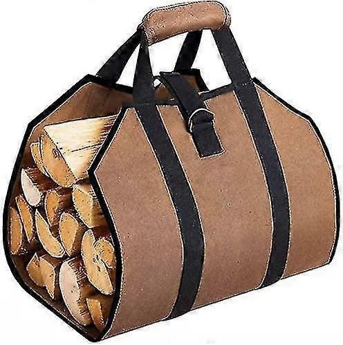 Durable Canvas Fire Log Carry Bag With Handle For Fireplace Or Camping - 98 X 41cm Battqx