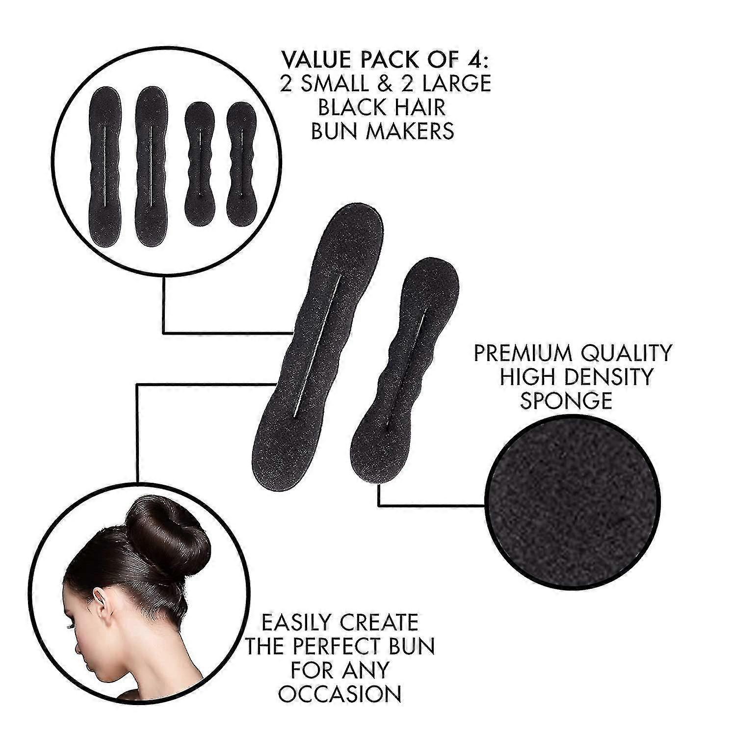Jubee 4 Foam Sponge Bun Styler Accessories Powerful Flexible And Reusable Bun Winder 4 Ball Head Hair Braiding Device