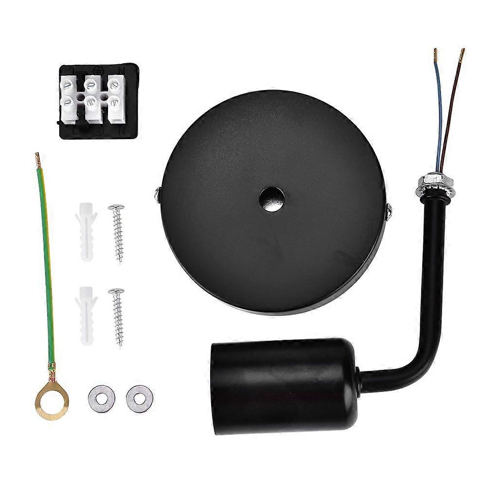 Simple Style Wall-Mounted Lamp Holder Bedside Corridor Lampshade with E27 Light Socket(Black)