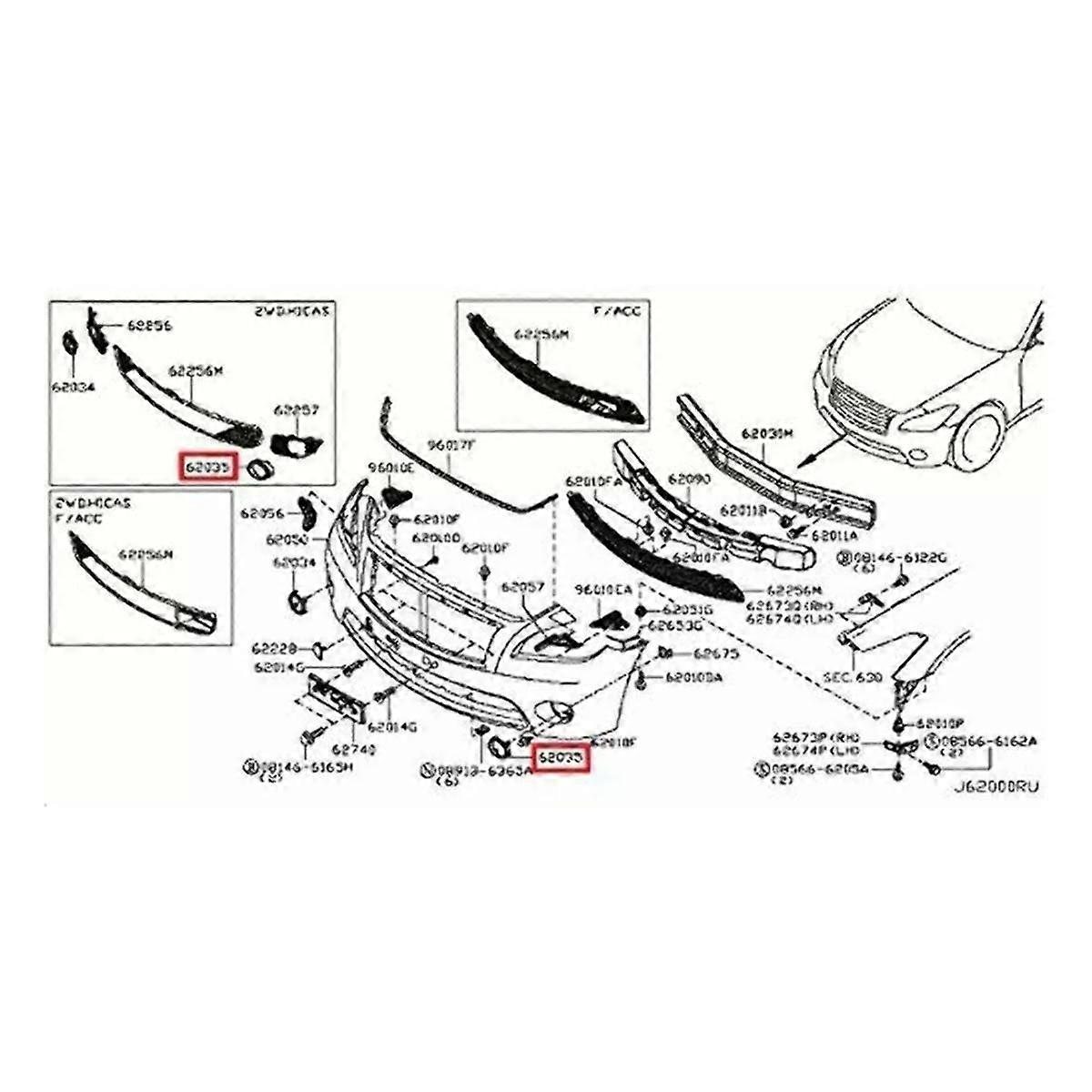 Left Front Fog Light Chrome Frame 62257-1MS2A for G25 G35 G37 10-13 Outside Molding Fog Lamp Trim B
