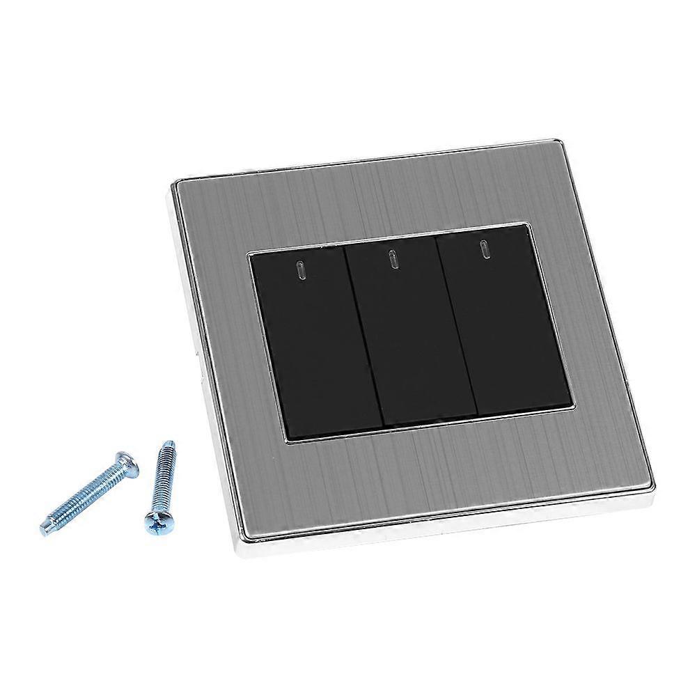 2 Way 250V 10A LED Indicator Wall Light Lamp Control Switch Panel Push Buttons (3 Gang)