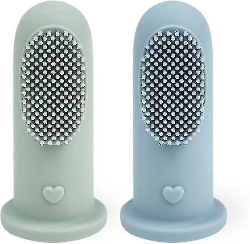 2 pièces brosse à dents pour bébé première étape, 100% nettoyant de langue de bébé en silicone souple de qualité alimentaire brosse à dents à doigt pour nouveau-né