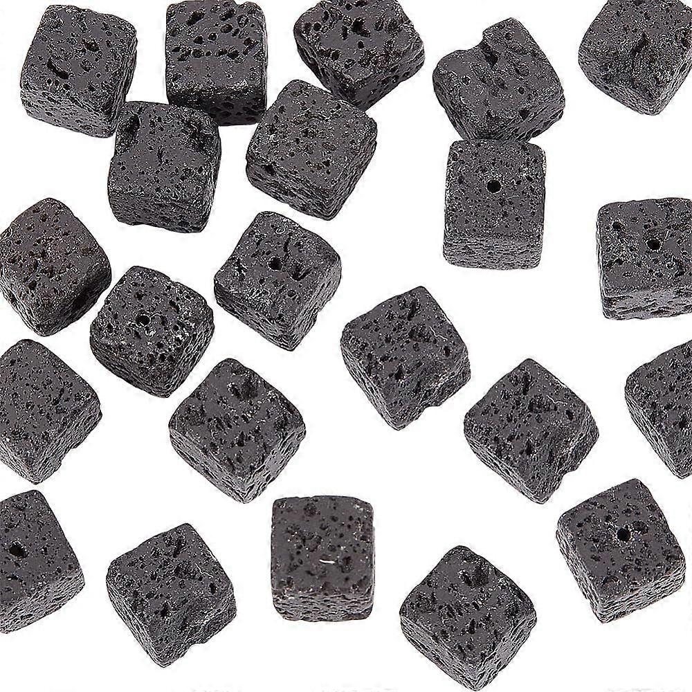 Natural Lava Rock Beads Starnds Cube 10x10x10mm Hole: 1mm about 36pcs/strand 15.55''(39.5cm)