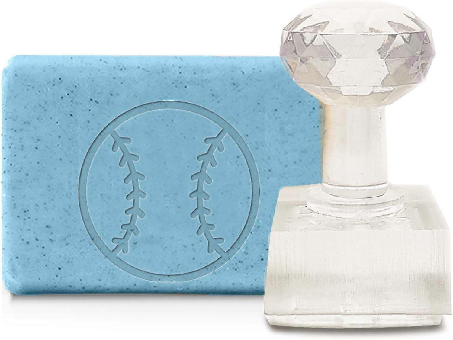 Handmade Soap Stamp Acrylic Clear Soap Baseball Chapter Imprint Embossing with Handle 1.57" Embossing for DIY Arts Crafts Clay Cookie Pottery Biscuits