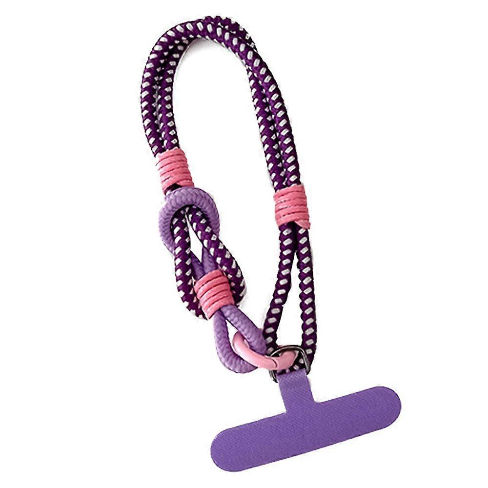 パープルアンチロスト電話アクセサリー携帯電話ストラップ装飾的な手首ロープカラフルなナイロンライン女性用固定クリップタブハンドヘルドチェーンハイグラ