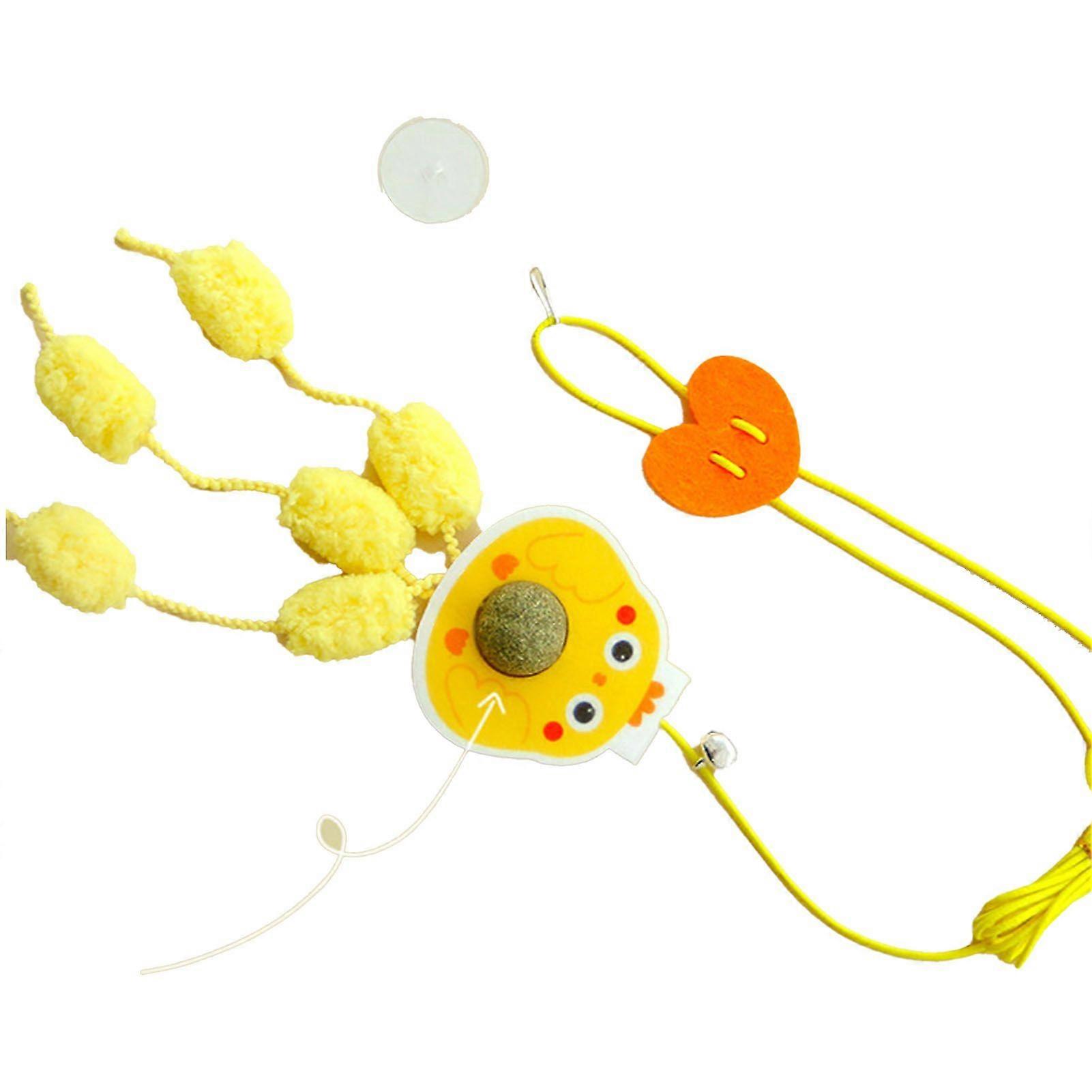 String Cat Toy Hanging Door Feather Toy Elastic Retractable Cat Attractive Teaser Toy Small Yellow Chicken