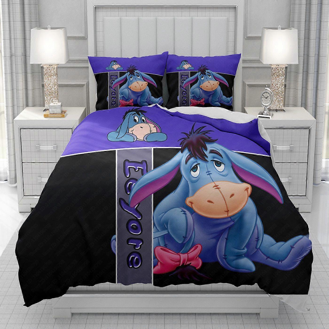 v1169 Lakan Puh Eeyore Påslakan män kvinnor/barn KID Utskrift tecknad sängkläder Set Täcke Säng Mjuk dropshipping 3-delat sängkläder set
