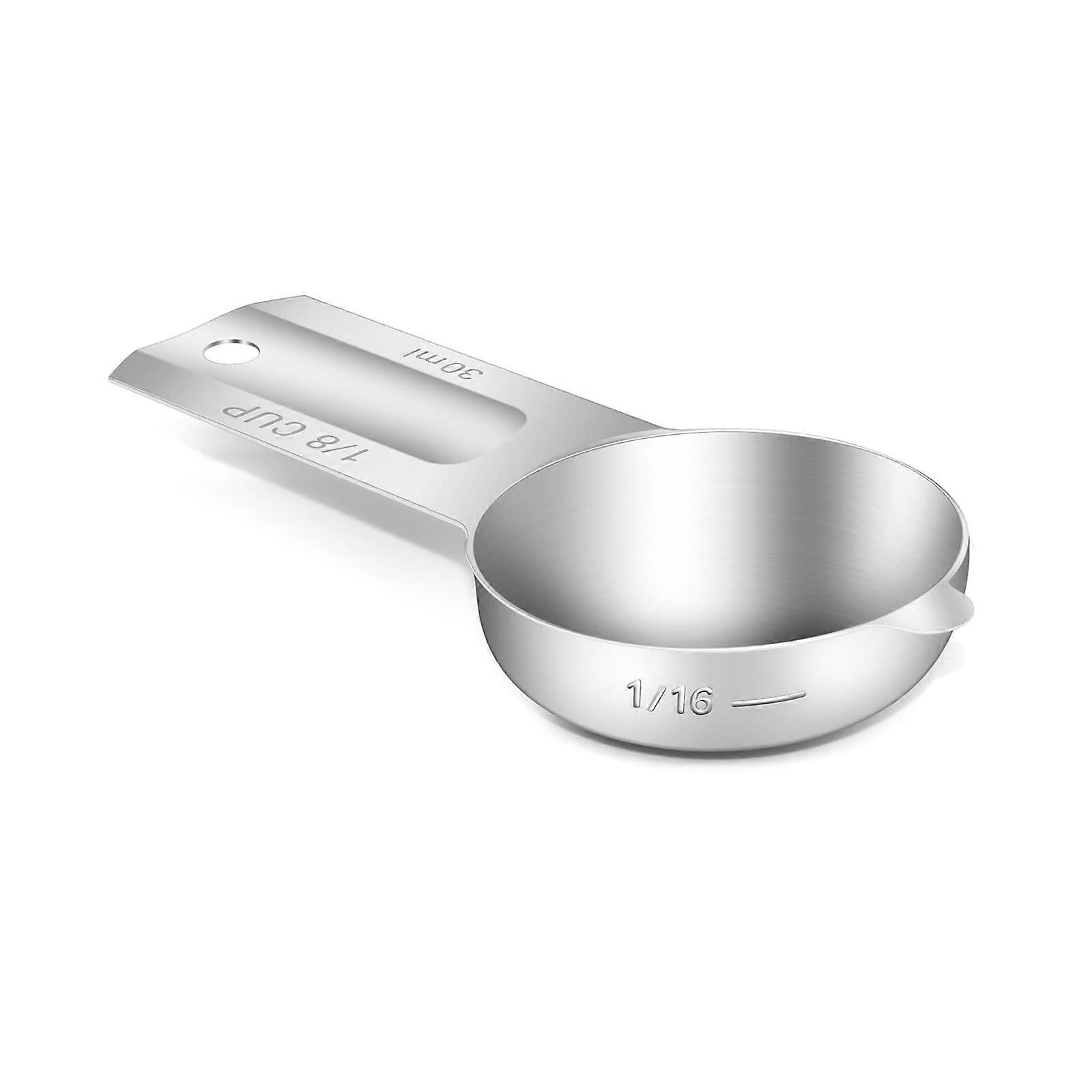 Stainless Steel Measuring Cup 1/8 Cup Size with Easy Grip Handle and Dishwasher Safe Design for Precise Cooking