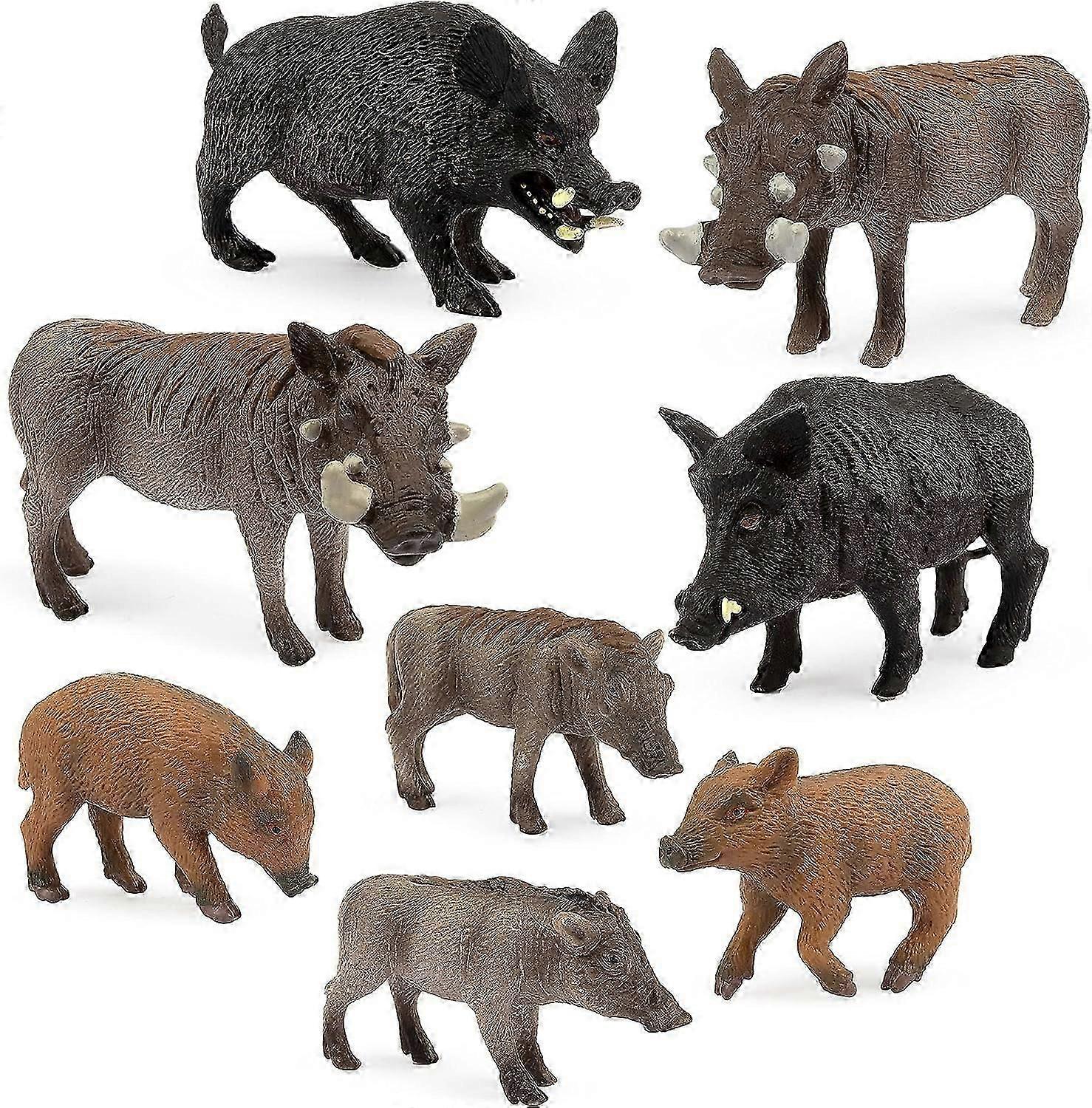 8 قطع شخصيات الخنازير البرية تماثيل الخنازير - مجموعة ألعاب الغابة البلاستيكية للأطفال والأولاد والبنات من سن 3-5 6-12