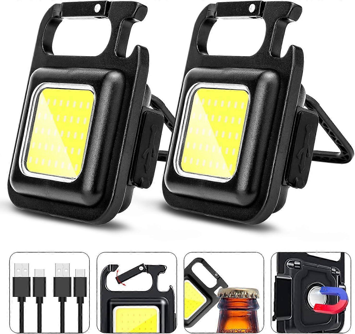 SQCLV COB Keychain Work Light Keychain Lanterne 4 Light Modes 1600Lumen, Keychain Light Emergency Light with Folding Bracket Bottle Opener și Magne