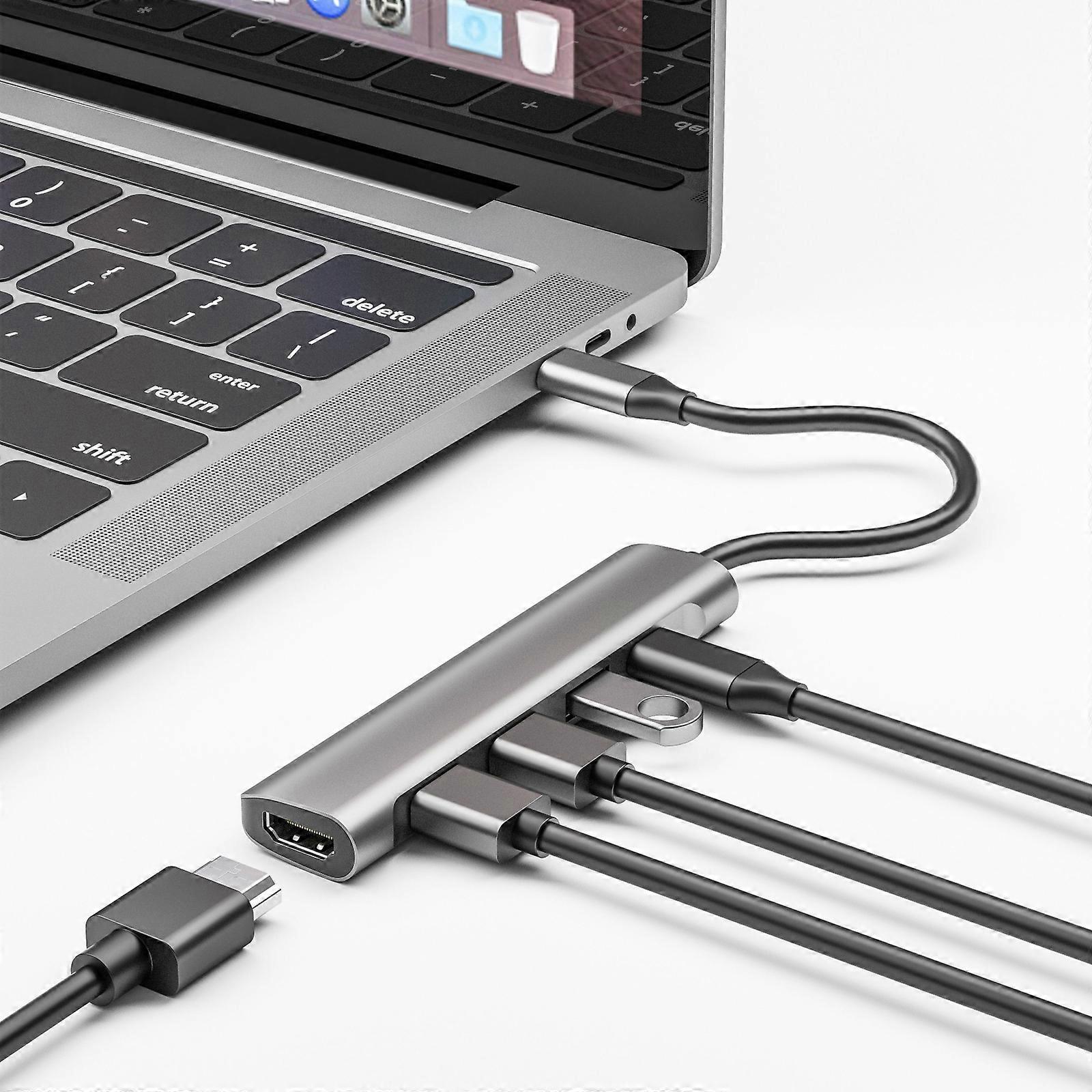 TC522 5 in 1 PD + HDMI + USB 3.0 + 2 x USB 2.0 to USB-C / Type-C HUB Adapter