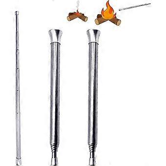 2er-Pack Teleskop-Blasrohre, 14 * 63,5 cm faltbarer Taschenbalg aus Edelstahl, Teleskop-Lagerfeuerwerkzeug, für Lagerfeuer, Camping, Outdoor, Koch-Glibber