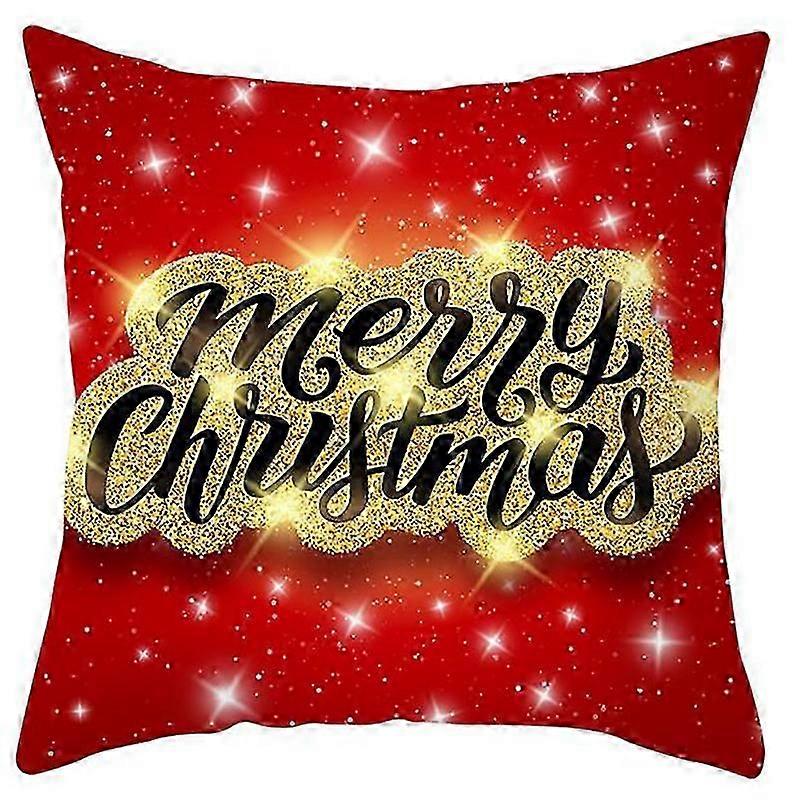 Baicccf Merry Christmas Golden Cushion Cover