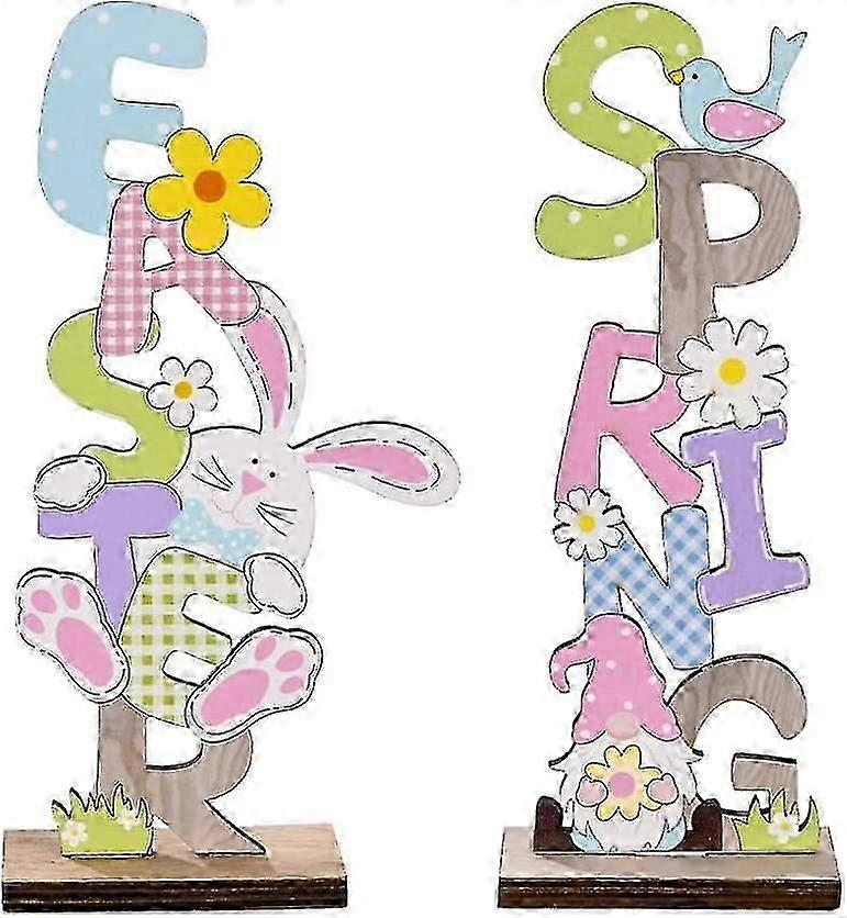 Easter Tabletop Easter Wooden Decor Easter Easter Tabletop Ornaments 2pcs Easter Table