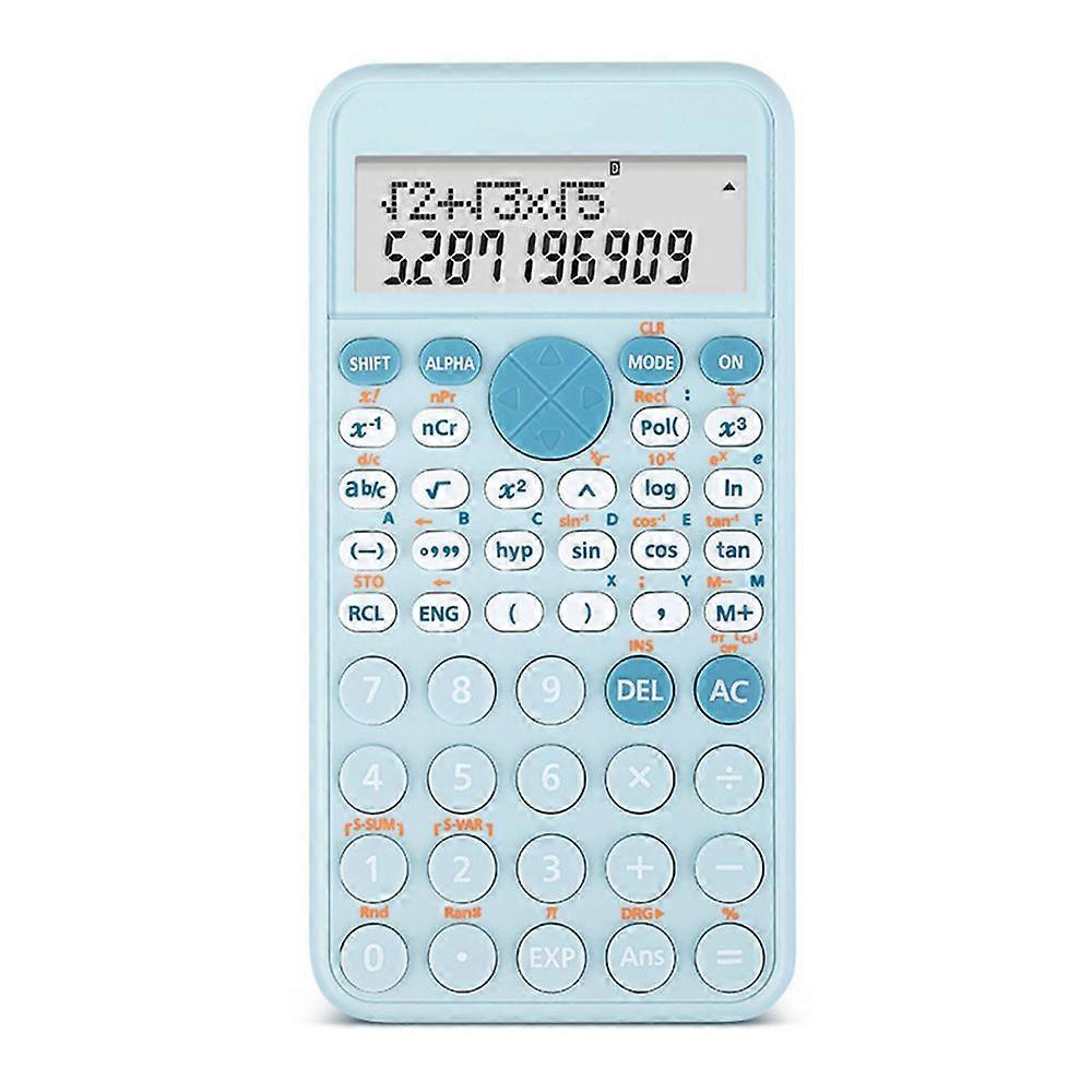 Scientific Calculators Cute Desktop Calculator with 240 Functions 2 Line LCD Screen Ideal for Students School Office Portable to Carry - Light Blue