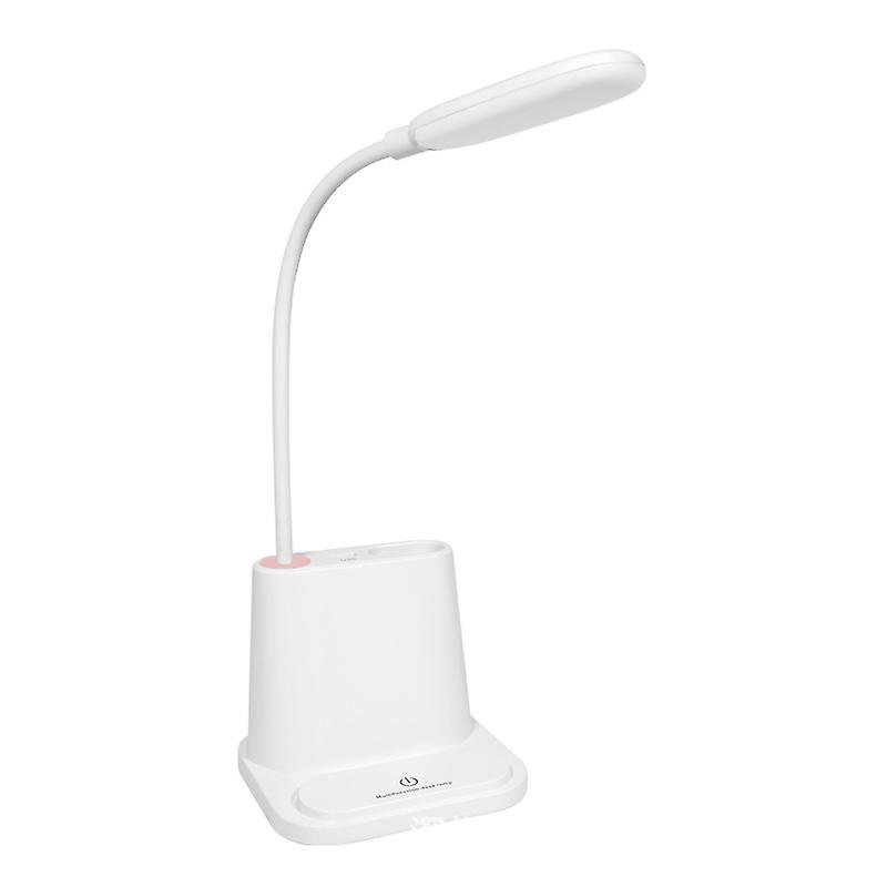 Led, Usb And Pen Holder Rechargeable Desk Lamp, 2-color Mode Stepless Dimming, 360 Flexible Reading Light