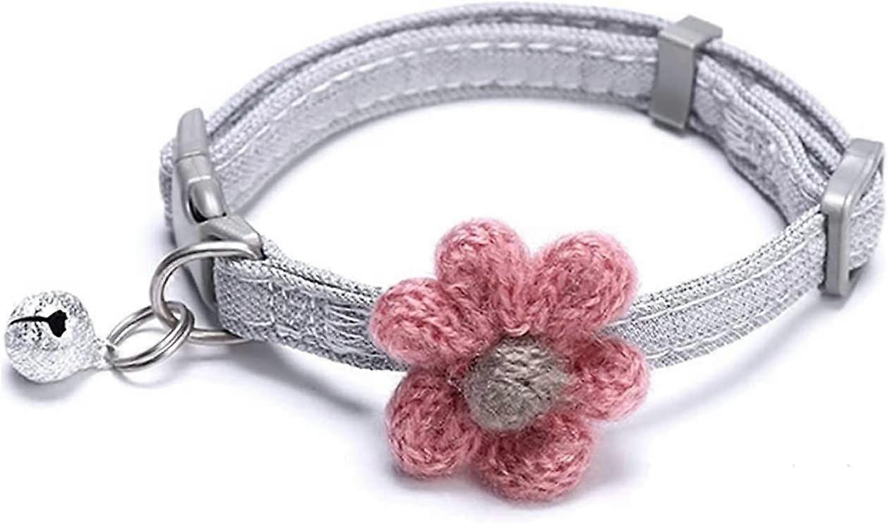 Cat Collar with Flower & Bell, Kitty Kitten Necklace for Small Dogs & Cats Rabbit Safety Collar Blue
