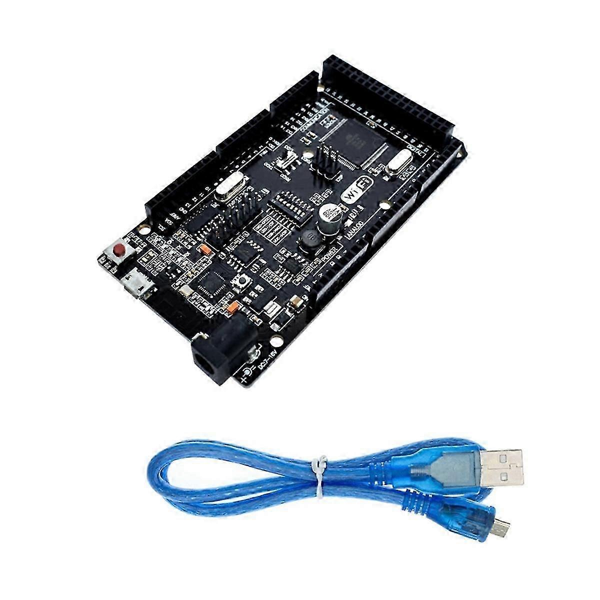 WIFI R3 ATMEGA2560 + ESP8266 (32MB Speicher) Entwicklungsboard USB-TTL CH340G mit 30cm Blue Micro-Ca
