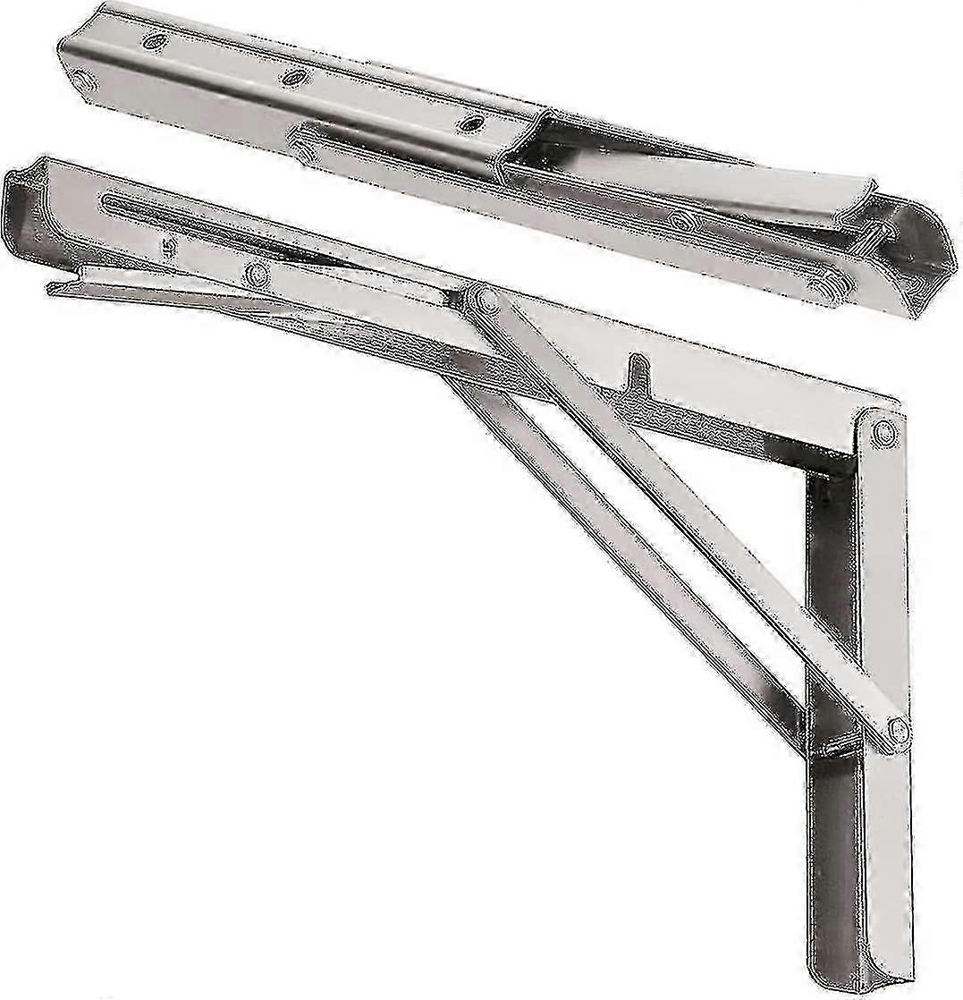 12' Folding Shelf Brackets Max. Load 50 kg, Heavy Duty Stainless Steel Diy Wall Mounted Shelf Brack