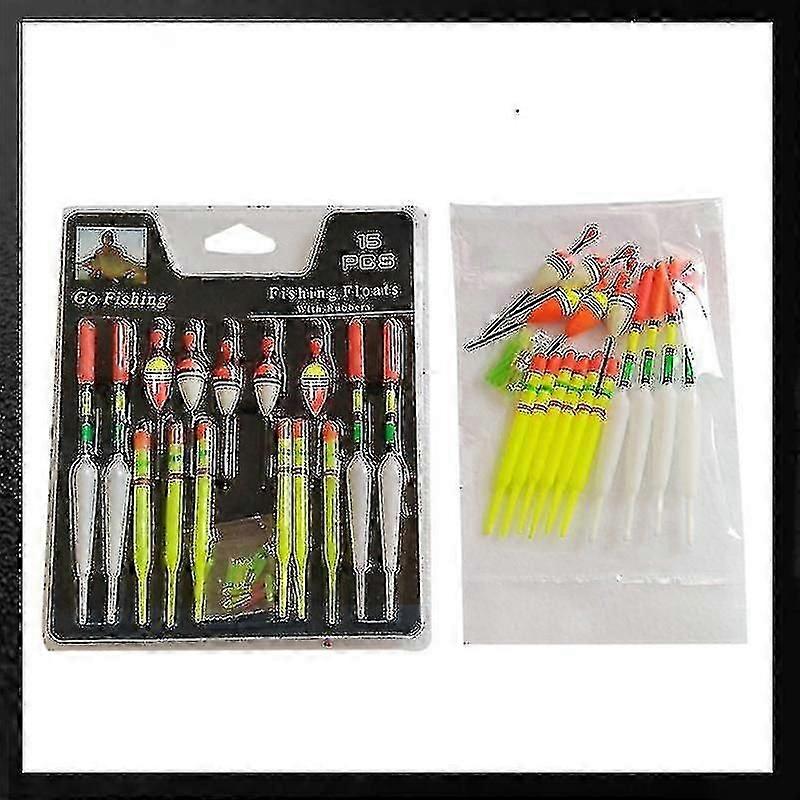 Fishing Floats Set 15pcs Vertical Buoy Sea Assorted Size For Most Type Angling