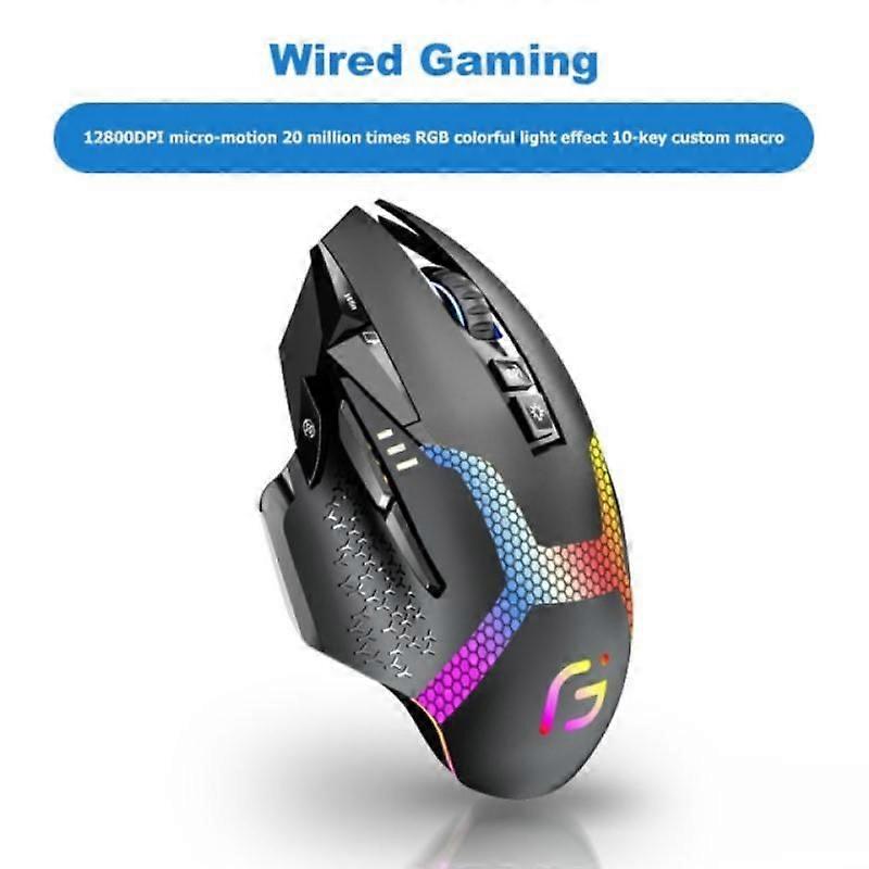 RYRA Wireless Mouse Ergonomic RGB Gaming Mouse Silent Click PC Mause 10-Key 2.4Ghz