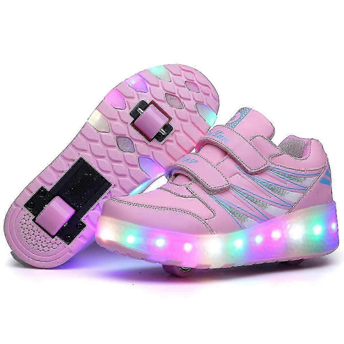 2023 New Led Light Up Roller Shoes Double Wheel Usb Rechargeable Skating Shoes