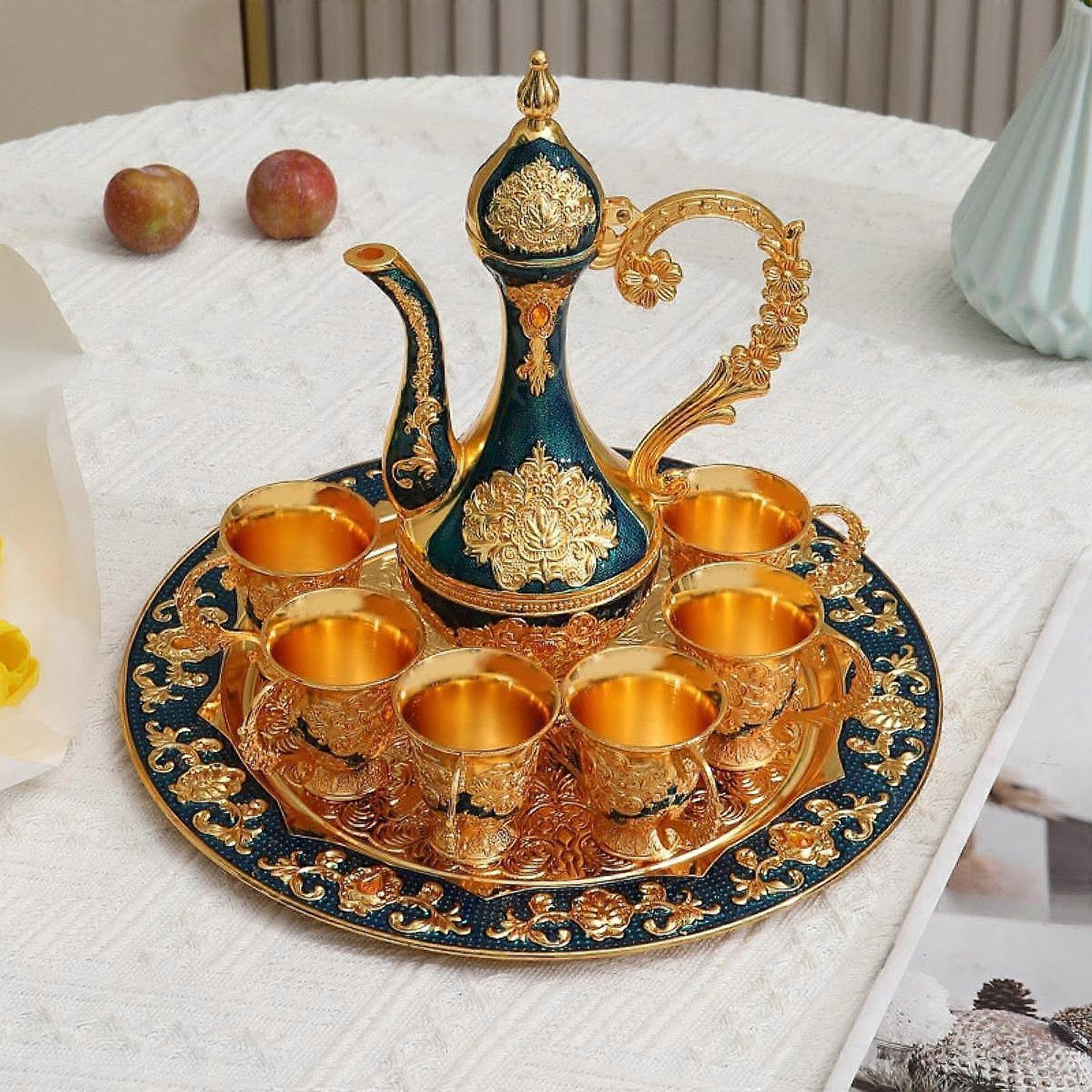 Turkish Teapot Set Coffee Cup Metal Art Crafts,Luxury,Teapot Pot for Gift