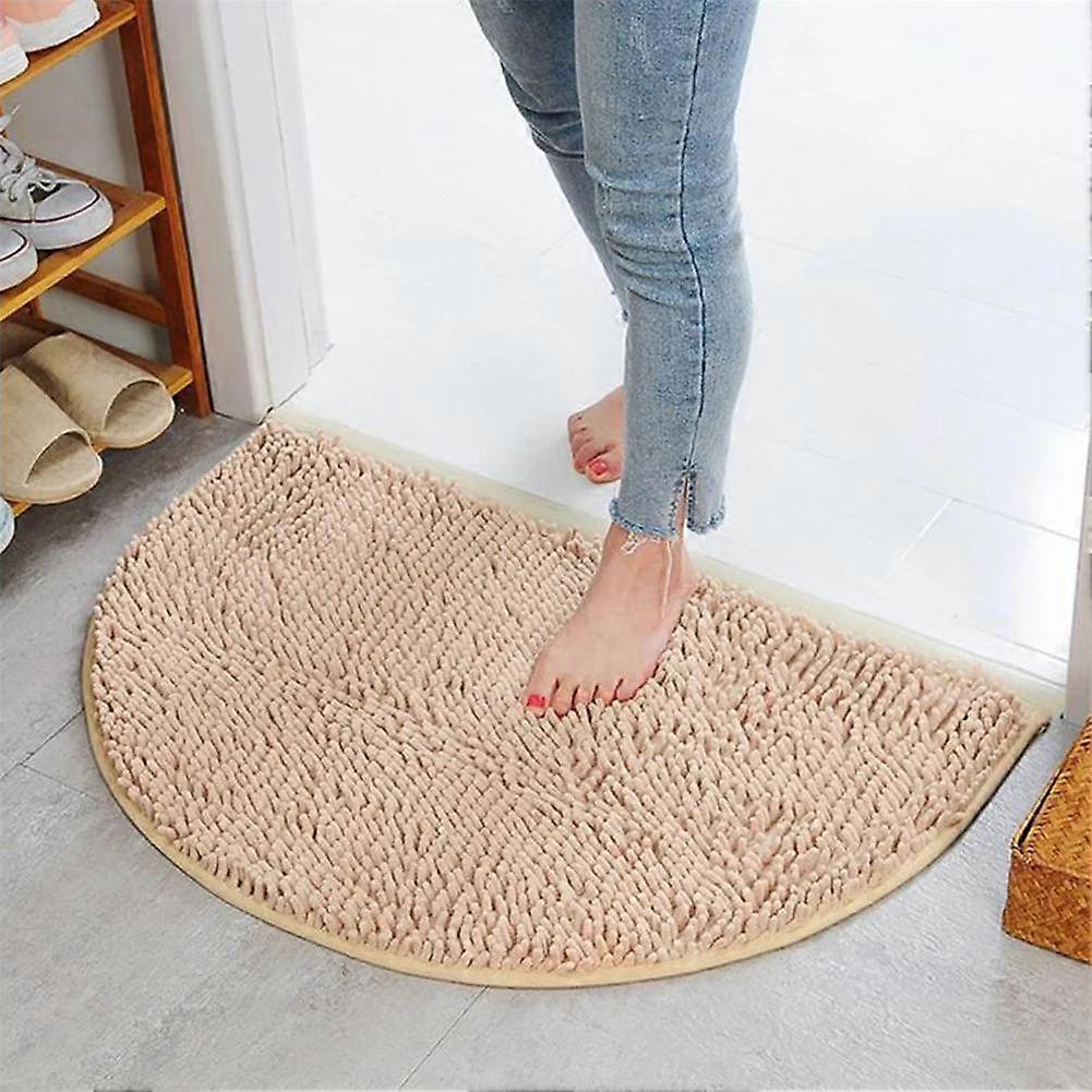 Badeværelses halvrundt tæppe gulvmåtte chenille mode halvcirkelformet shaggy 40*60cm absorberende skridsikker