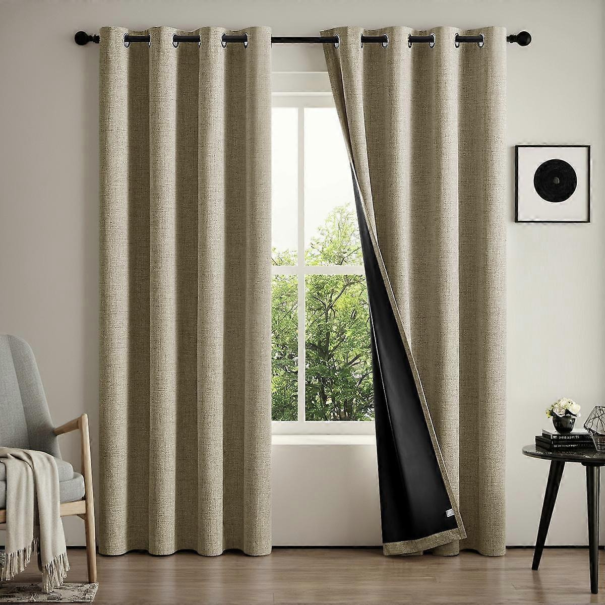 1pc Solid Color Full Shading and Sun Protection 100% Blackout Curtains, Bedroom and Living Room Shading Curtains