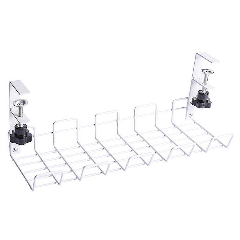 Under Desk Wire Storage Rack Under Table Cable Organizer Patch Board Holder Tray-White