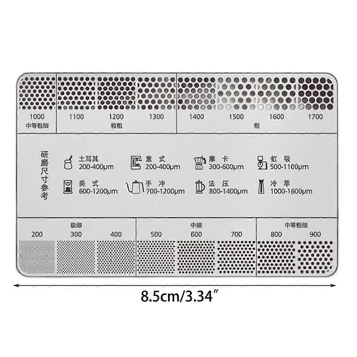 Stainless Steel Coffee Reference Card Metal Coffee Size Ruler