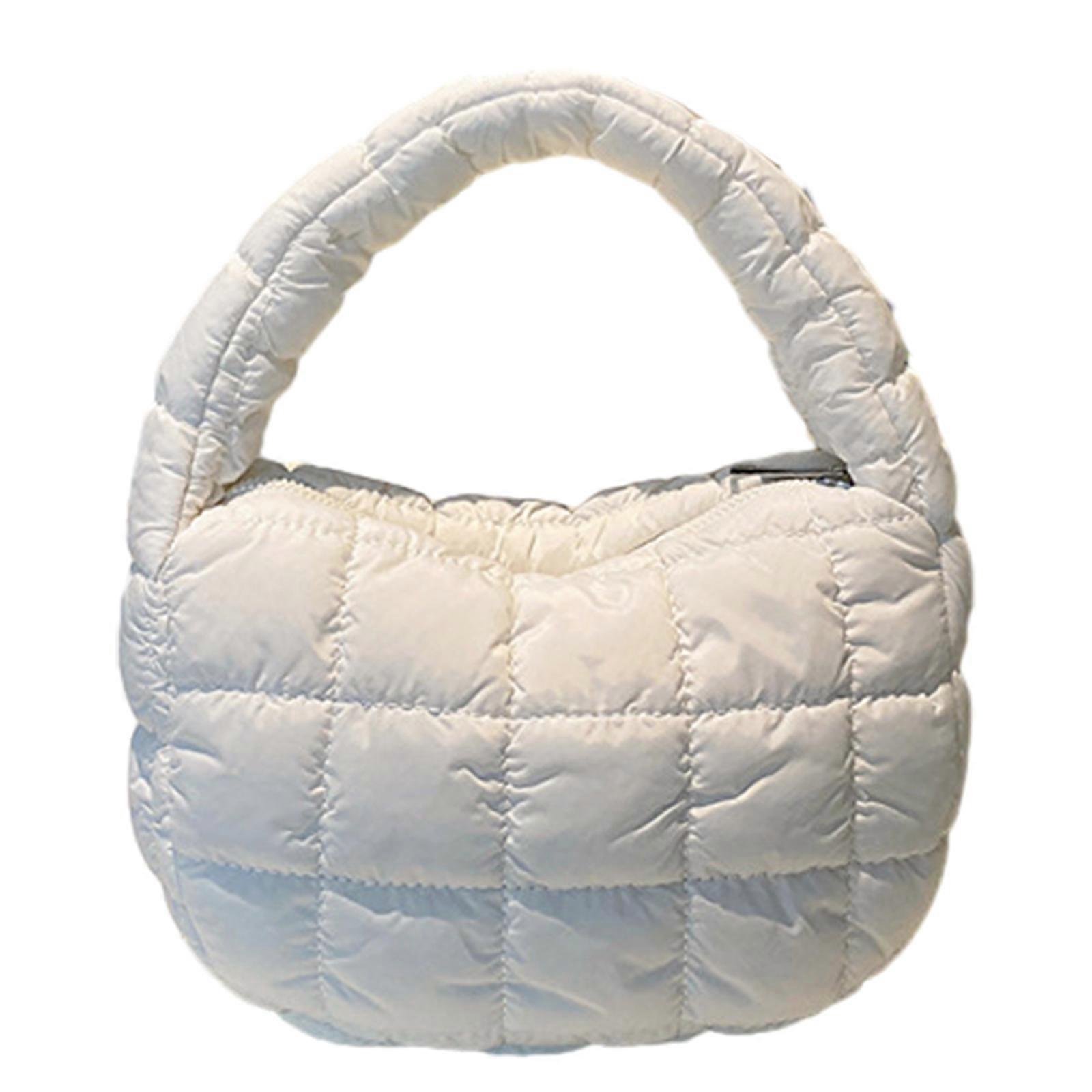 Stylish Mini Cloud Handbag for Autumn and Winter Korean Style Soft and Comfortable Handbag  White
