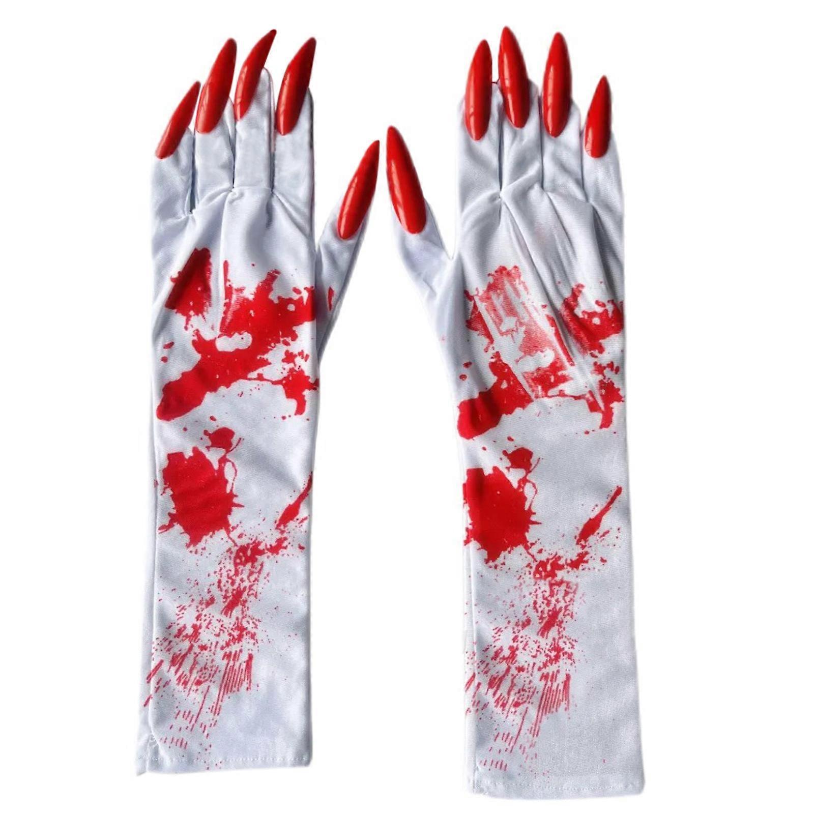 Halloween Party Squelette Plein Doigt Gants Bas Ensemble Ongles Longs Gants Pour Carnavals Mascarades De Fête À Thème