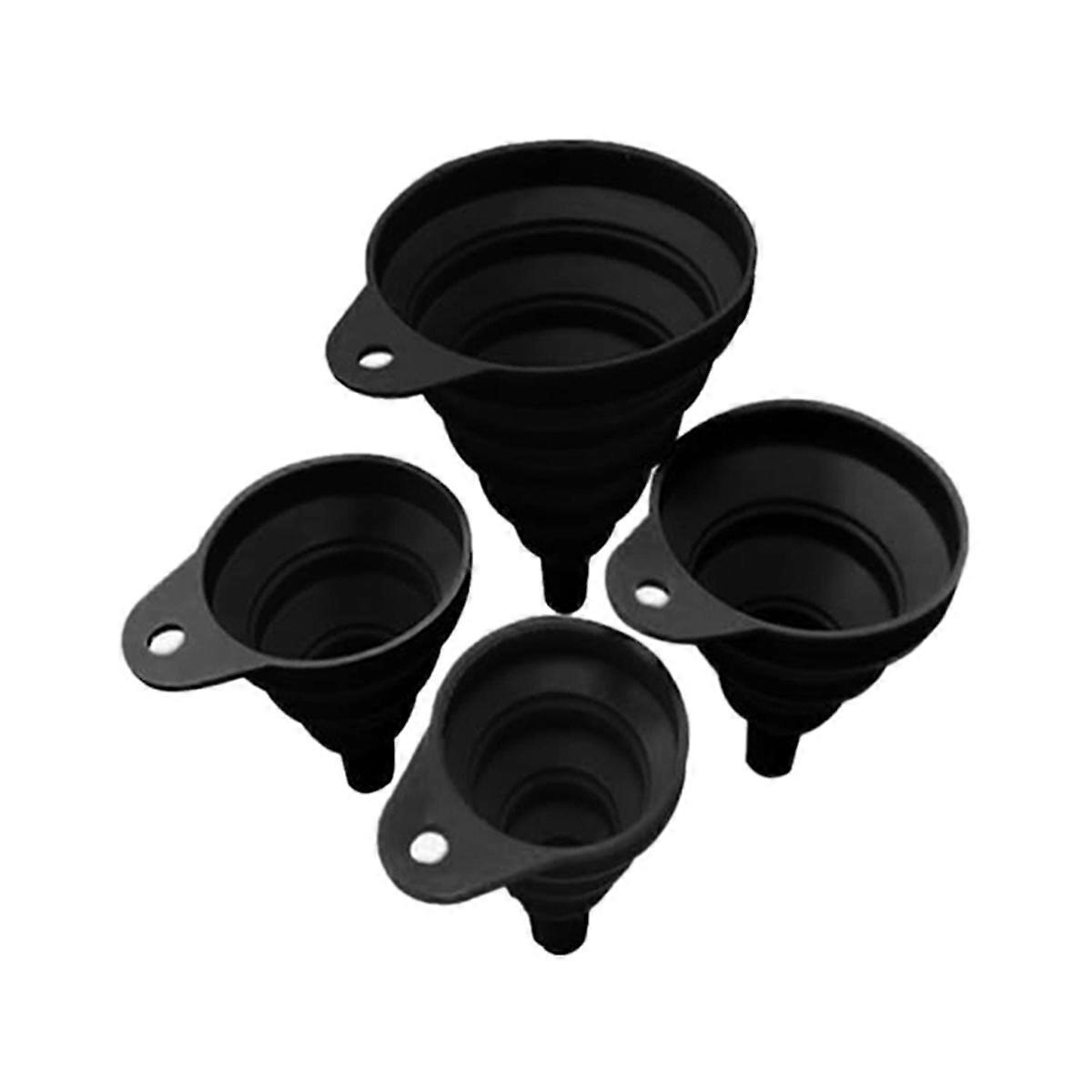 Kitchen Funnel Set 4-Pack, Silicone Collapsible Funnels for Liquid Transfer, Food Grade Kitchen Gadg