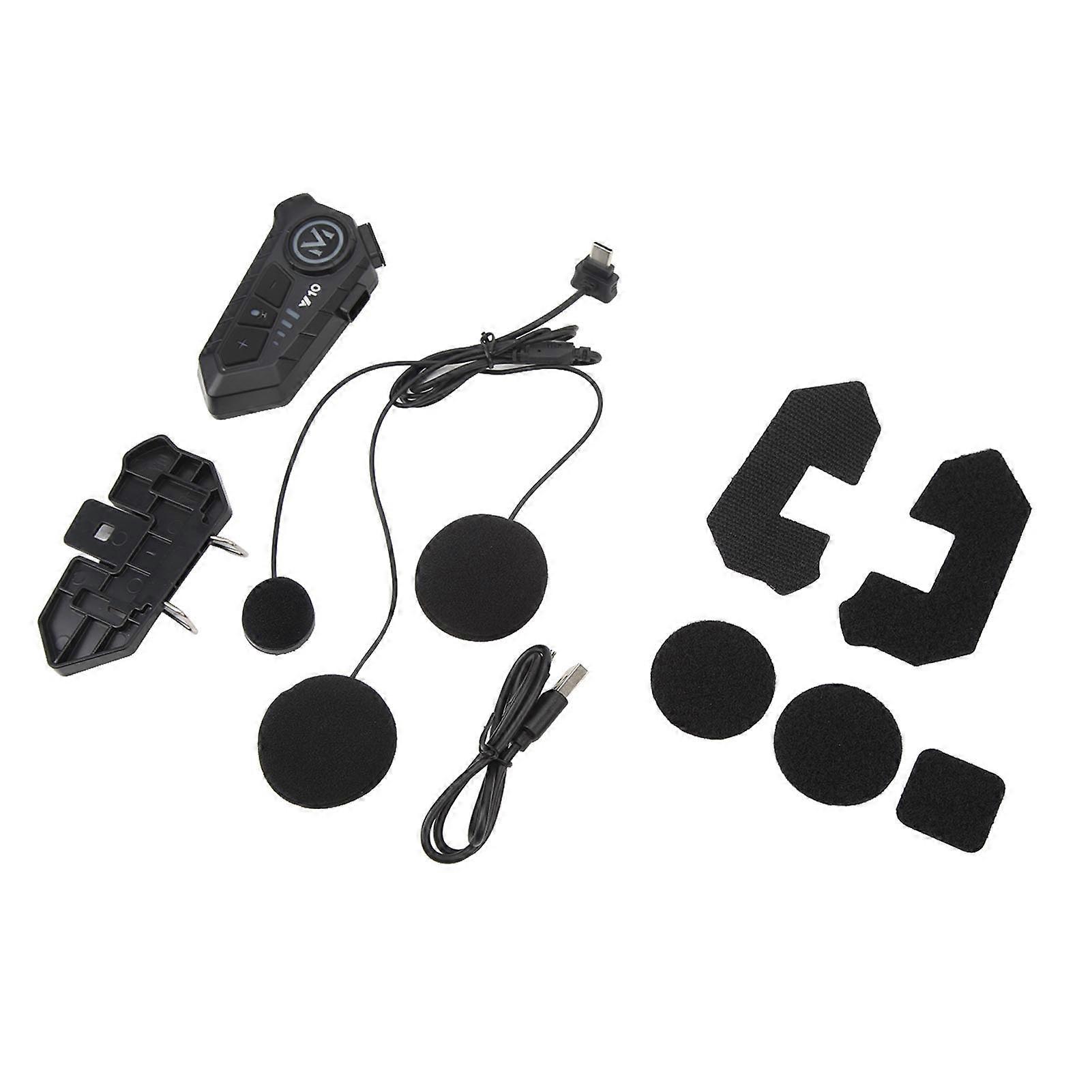 Black Y10 Motorcycle Helmet Bluetooth Headset - Safe, Stable, Clear Two - Way Intercom, Soft