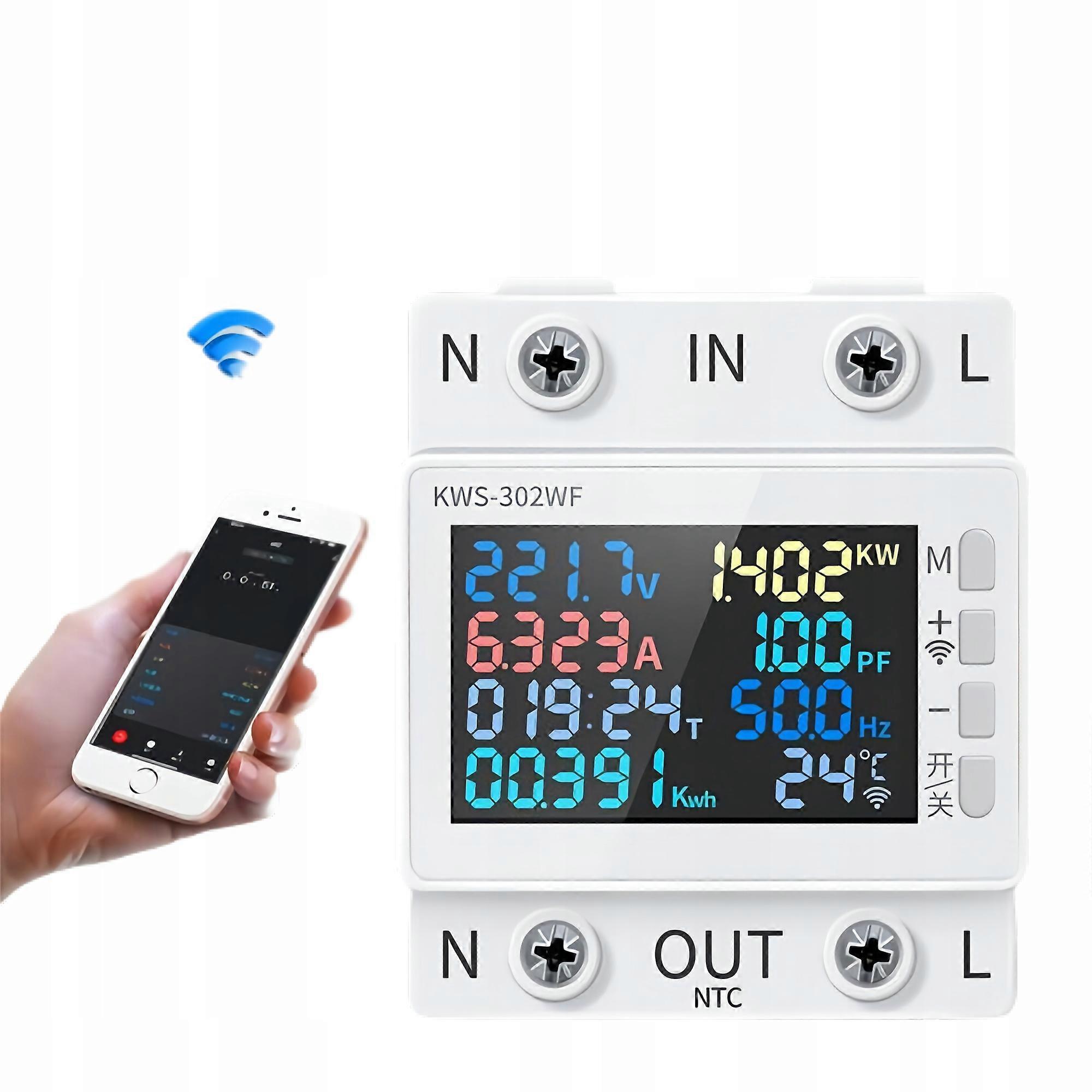 Tuya Wifi Smart Electricity Meter, 63a Relay, Multifunctional