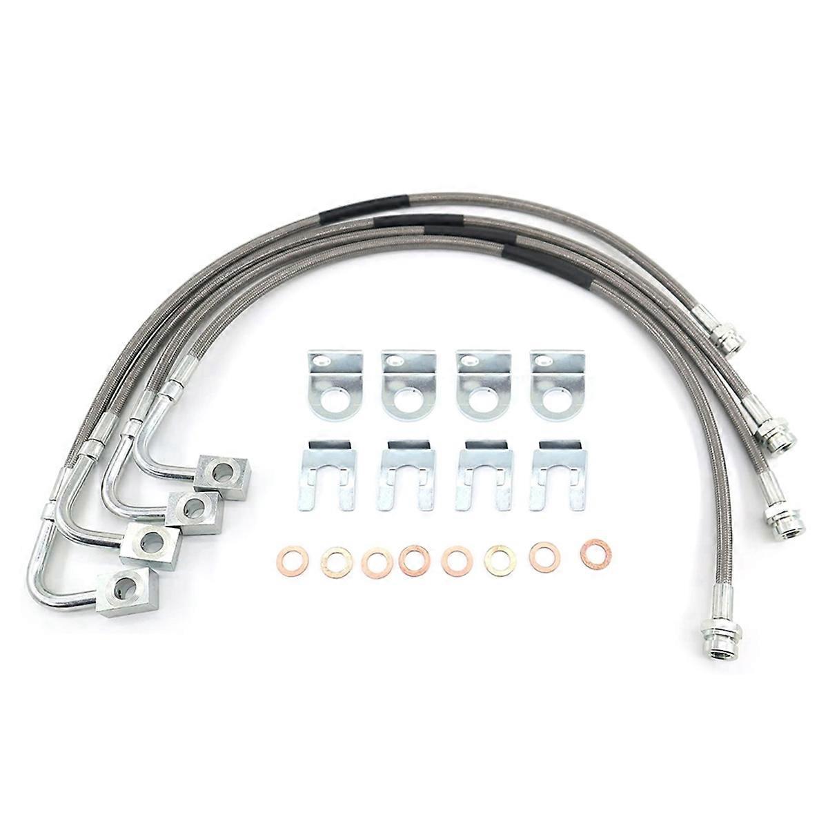 Front & Rear Braided Brake Lines For JK